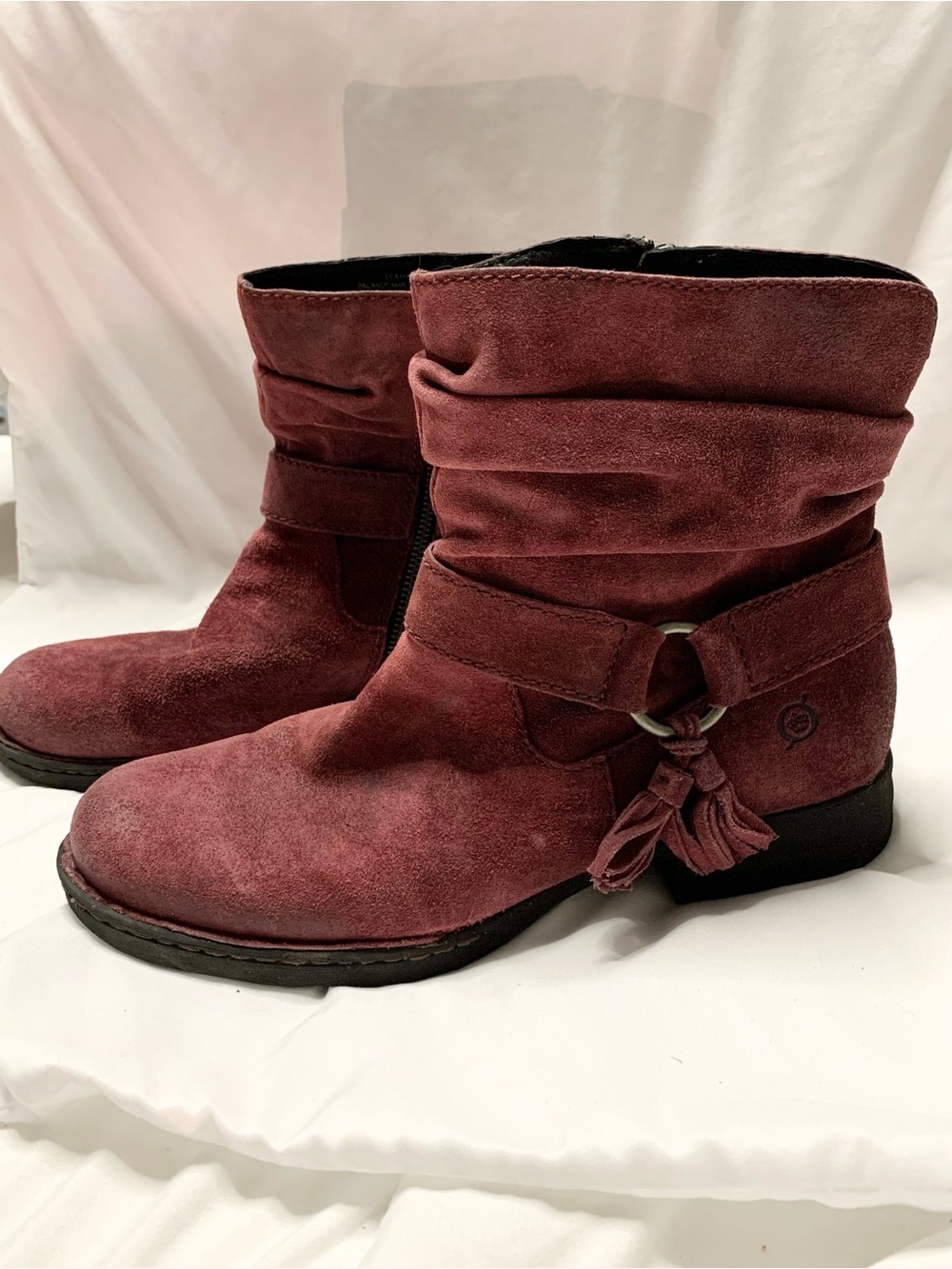 Born Women's Suede Slouch Ankle Boots - Burgundy